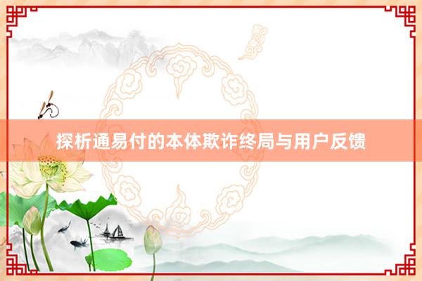 探析通易付的本体欺诈终局与用户反馈